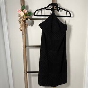 Old Navy Crochet Knit Black Halter Top Dress Size Large NWT